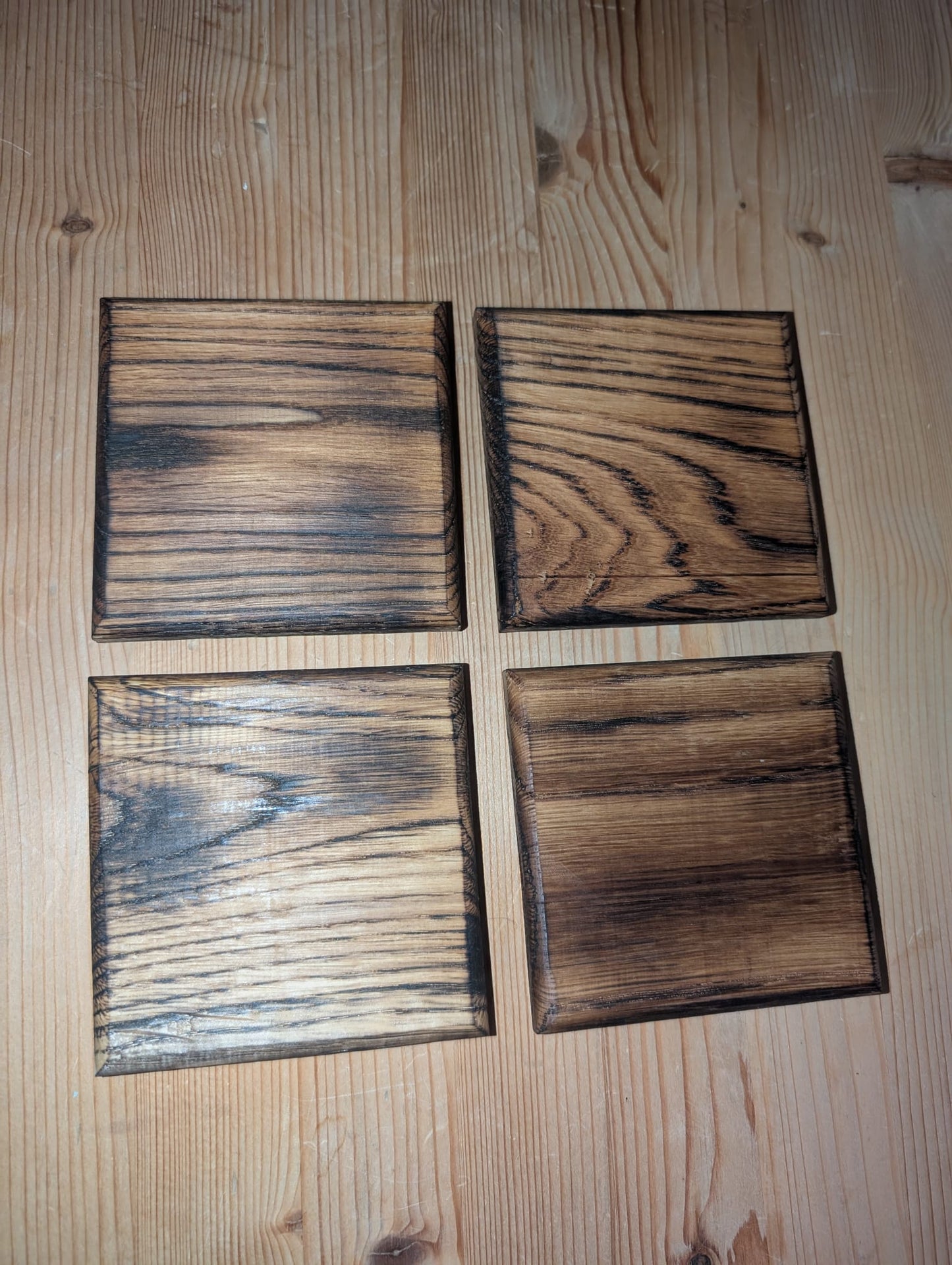 š„ Wooden Coaster Set ā Burnt Oak | Pack of 4