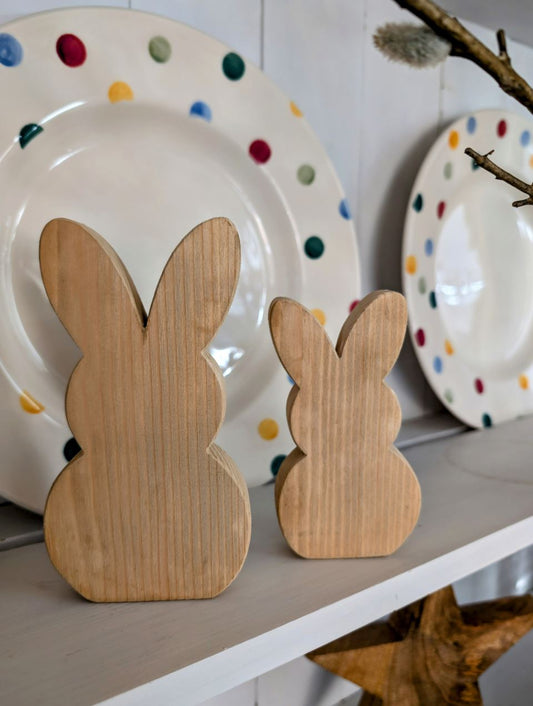 🐇 Handcrafted Wooden Rabbit Ornament – Rustic Oak or Antique Pine