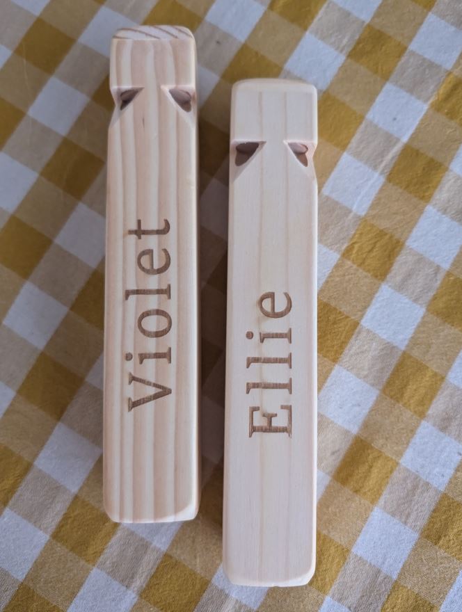 🚂 Personalised 4-Tone Wooden Train Whistle – Engraved Solid Wood Toy & Keepsake 🎶