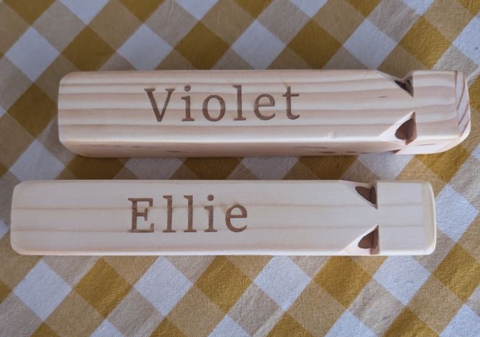 🚂 Personalised 4-Tone Wooden Train Whistle – Engraved Solid Wood Toy & Keepsake 🎶
