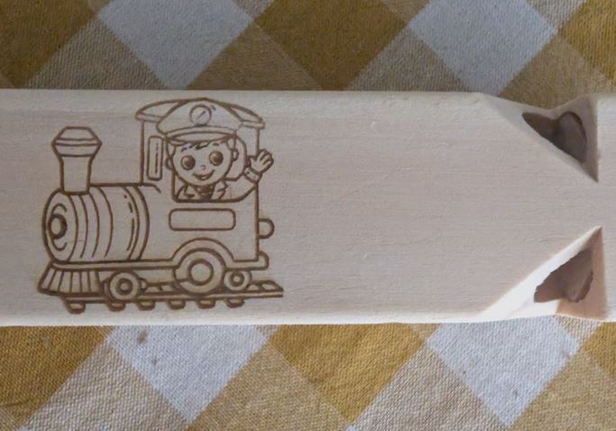 🚂 Personalised 4-Tone Wooden Train Whistle – Engraved Solid Wood Toy & Keepsake 🎶