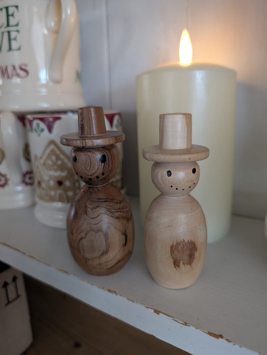 ☃️ Handcrafted Solid Wood Snowman Christmas Ornament