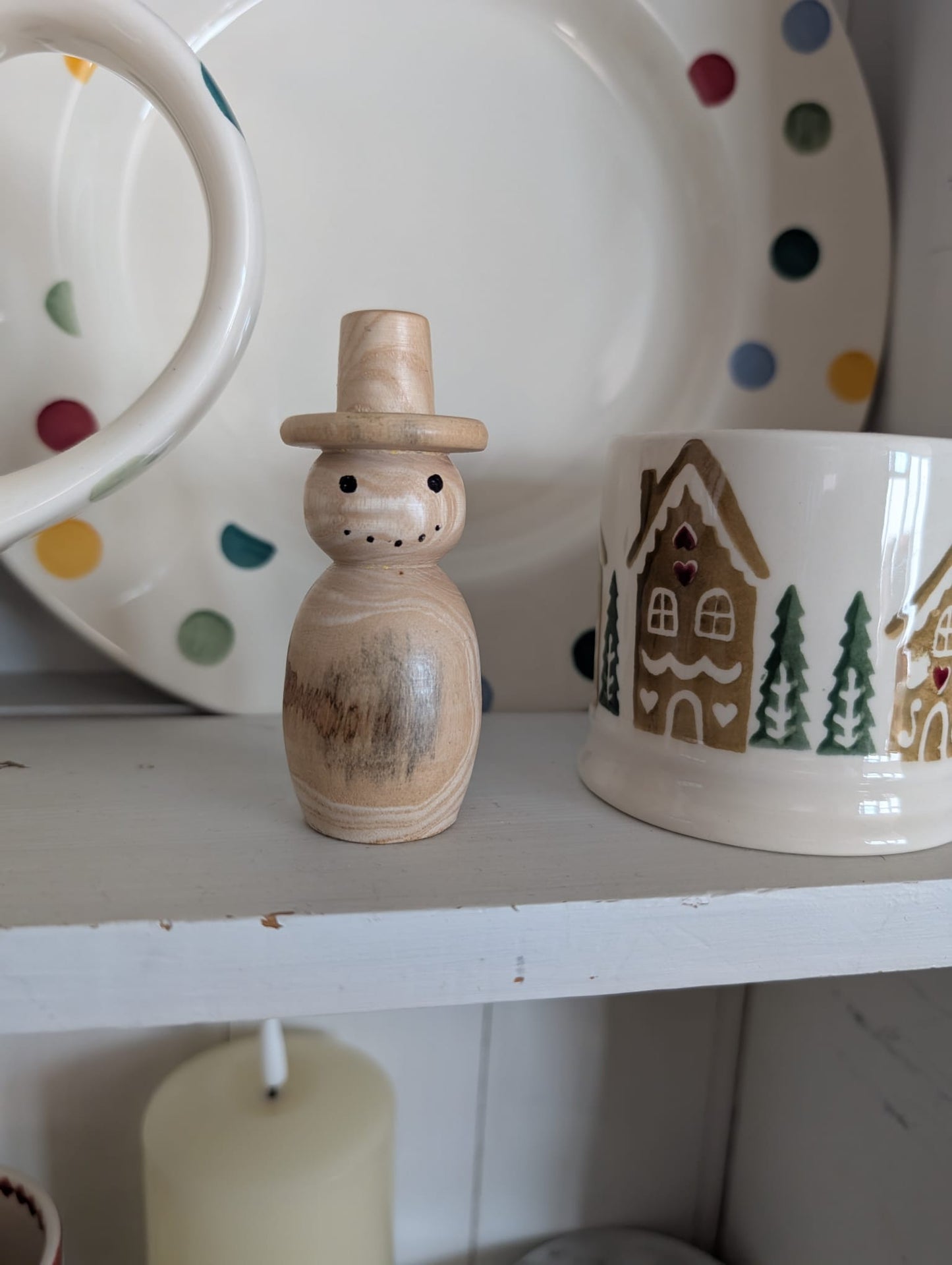 ☃️ Handcrafted Solid Wood Snowman Christmas Ornament