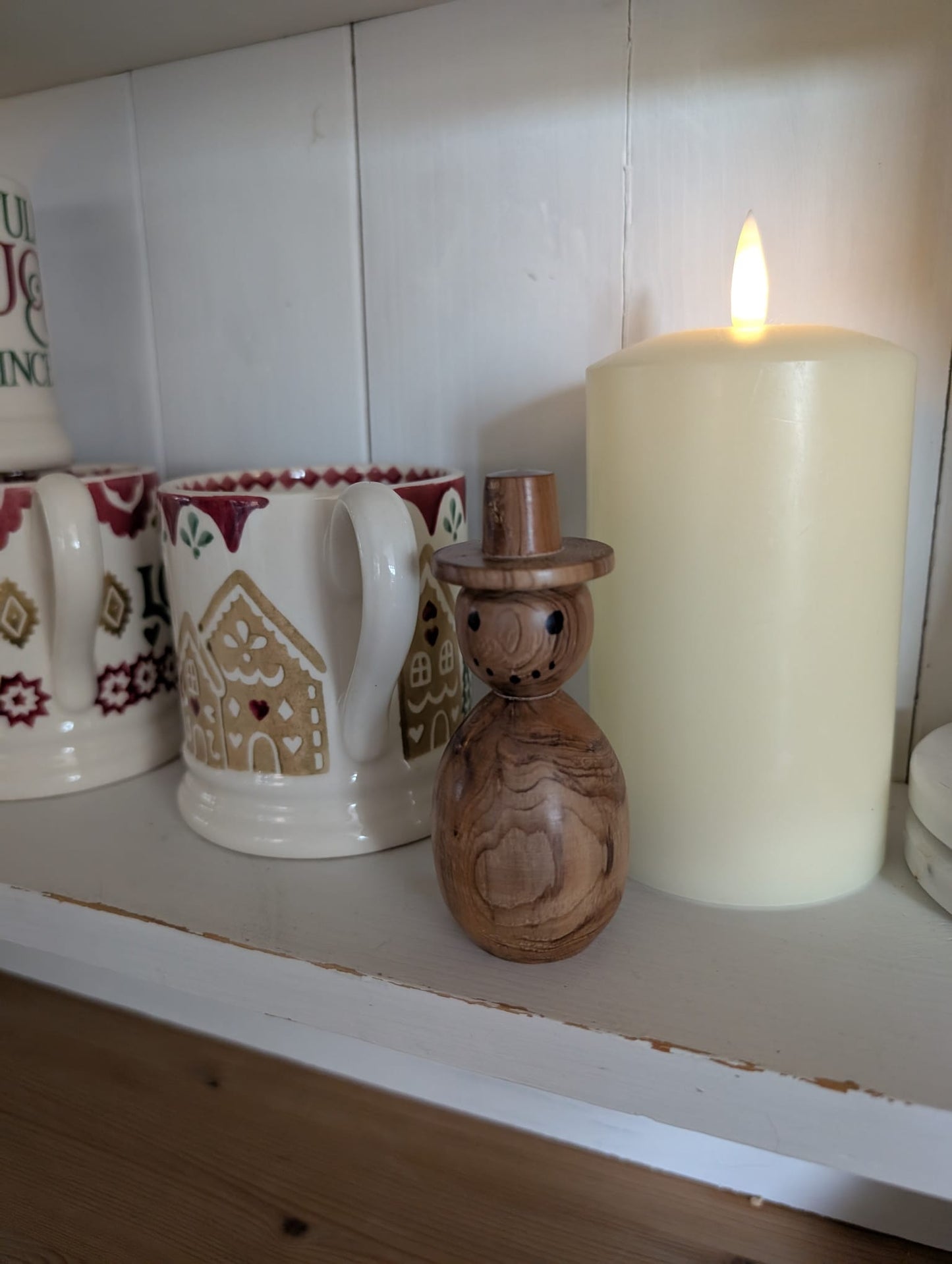 ☃️ Handcrafted Solid Wood Snowman Christmas Ornament