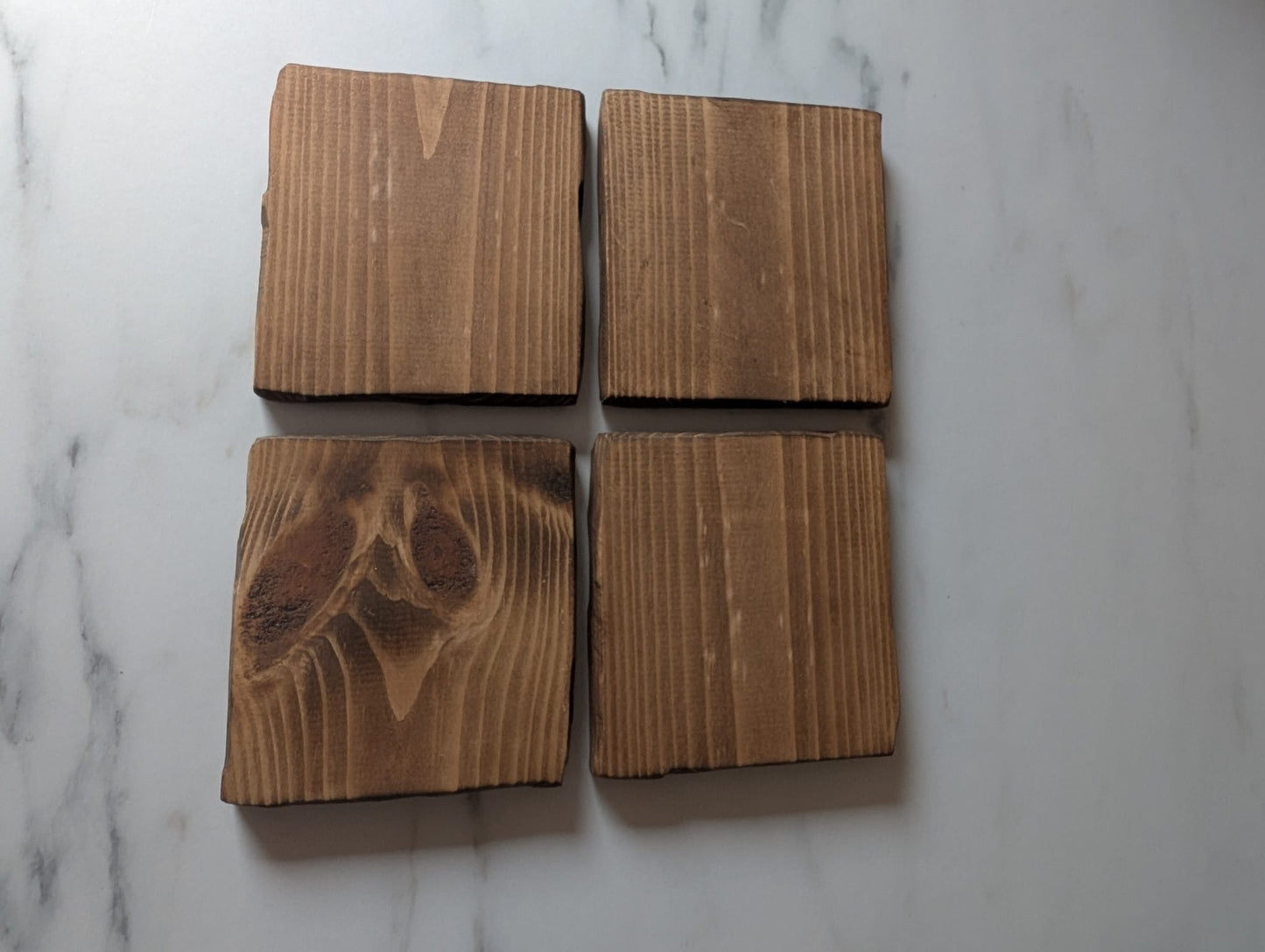 ☕ Handmade Oak Wood Coaster Set with Holder