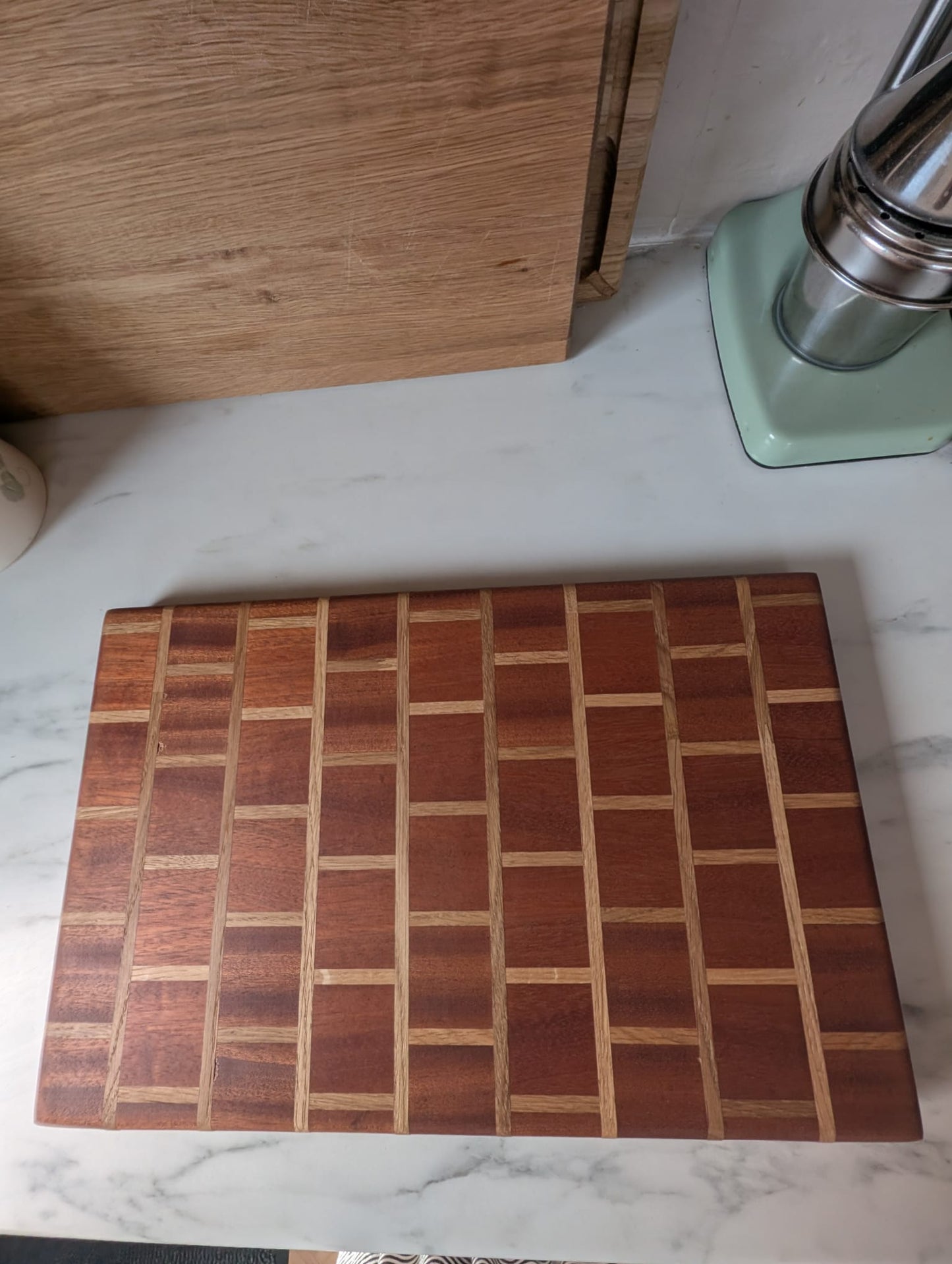 🪵 Handmade Sapele & Oak Brick-Style Chopping Board