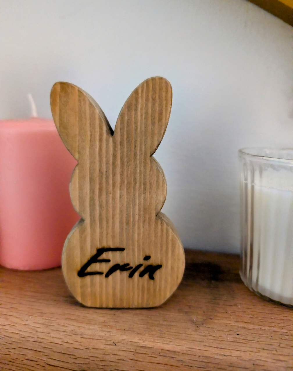 🐇 Handcrafted Wooden Rabbit Ornament – Rustic Oak or Antique Pine