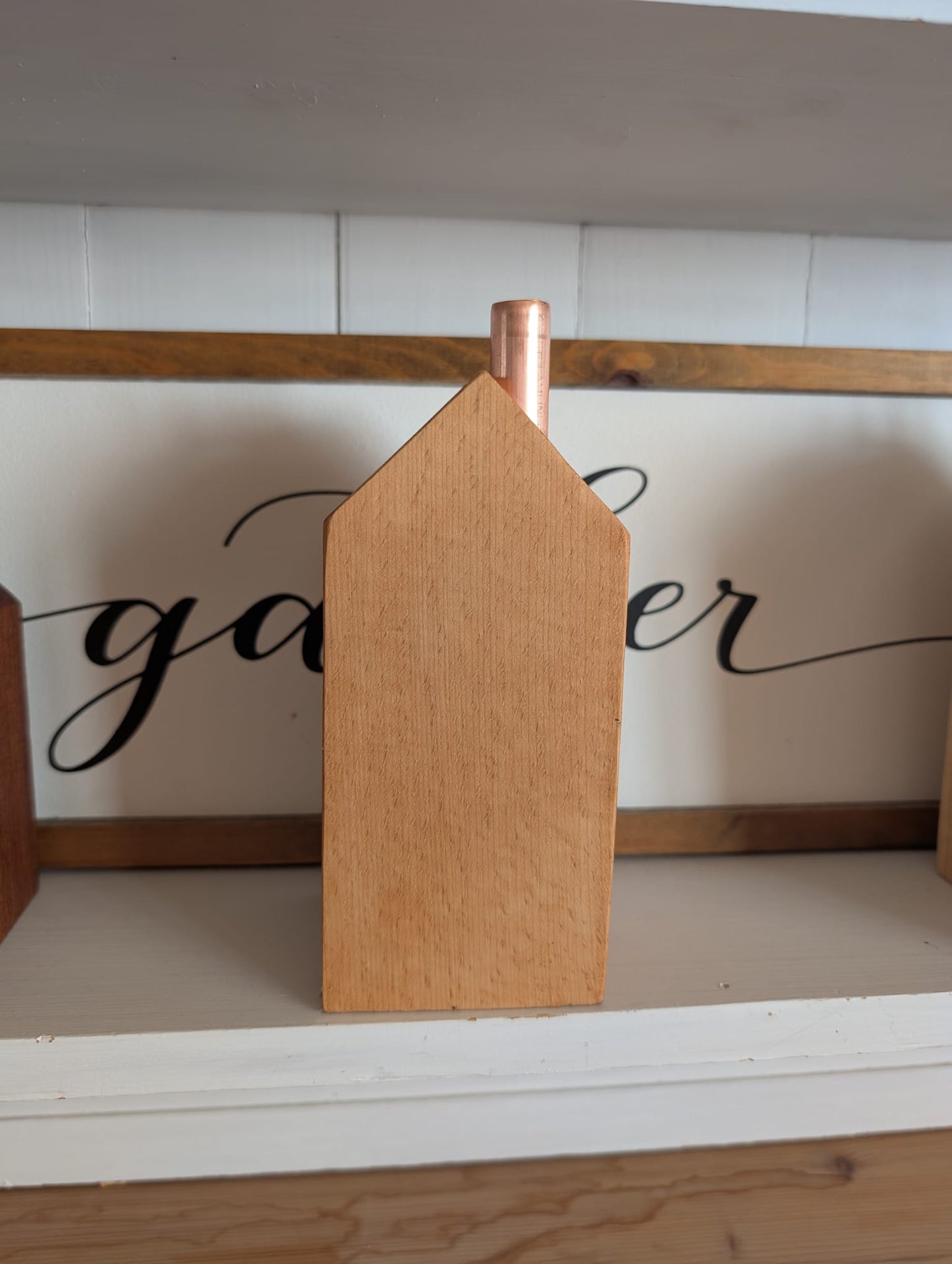🏡 Handcrafted Wooden Incense Burner – House Shape with Copper Chimney